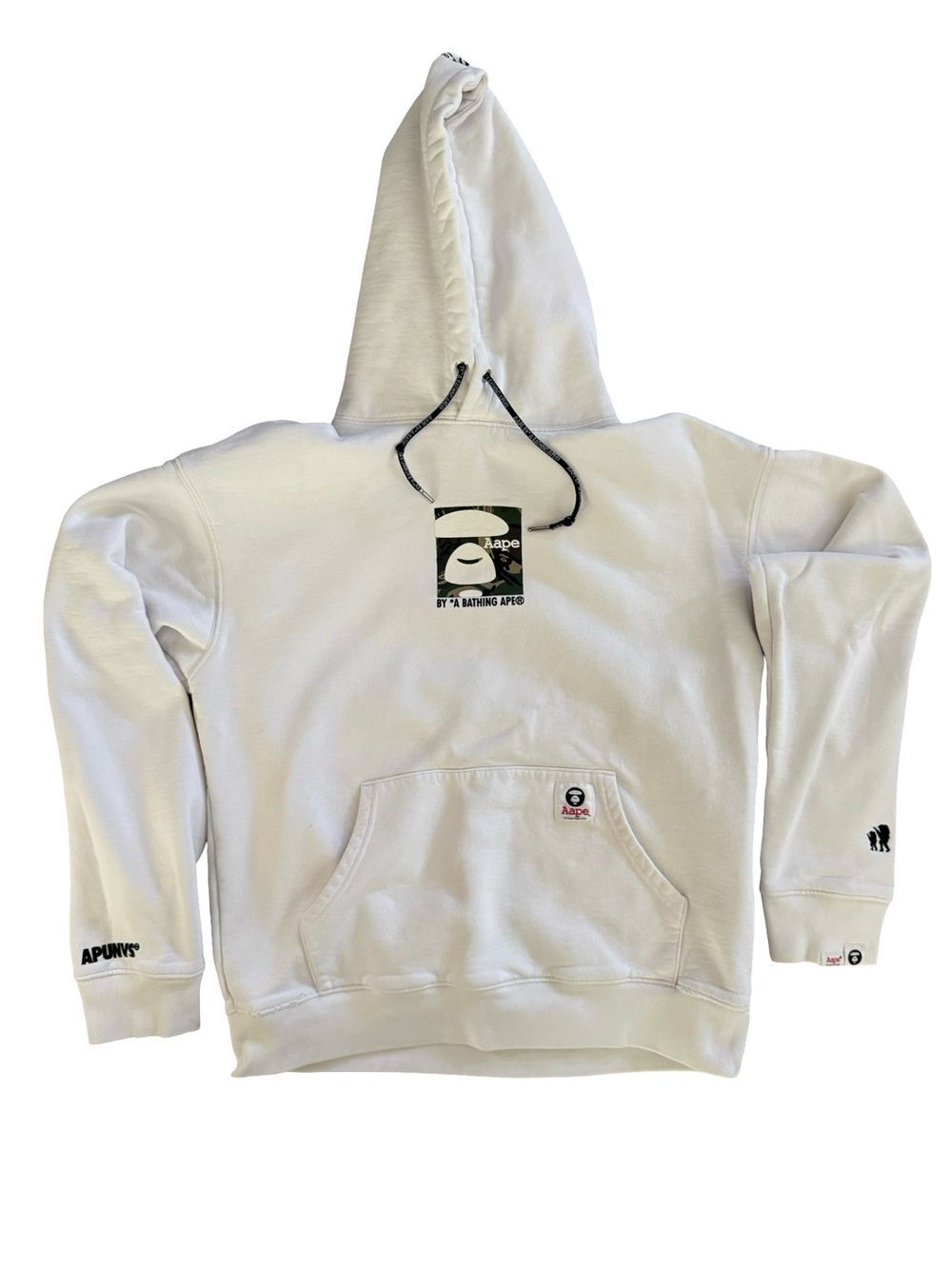 AAPE By A Bathing Ape White Camo Box Logo Hoodie Size Medium